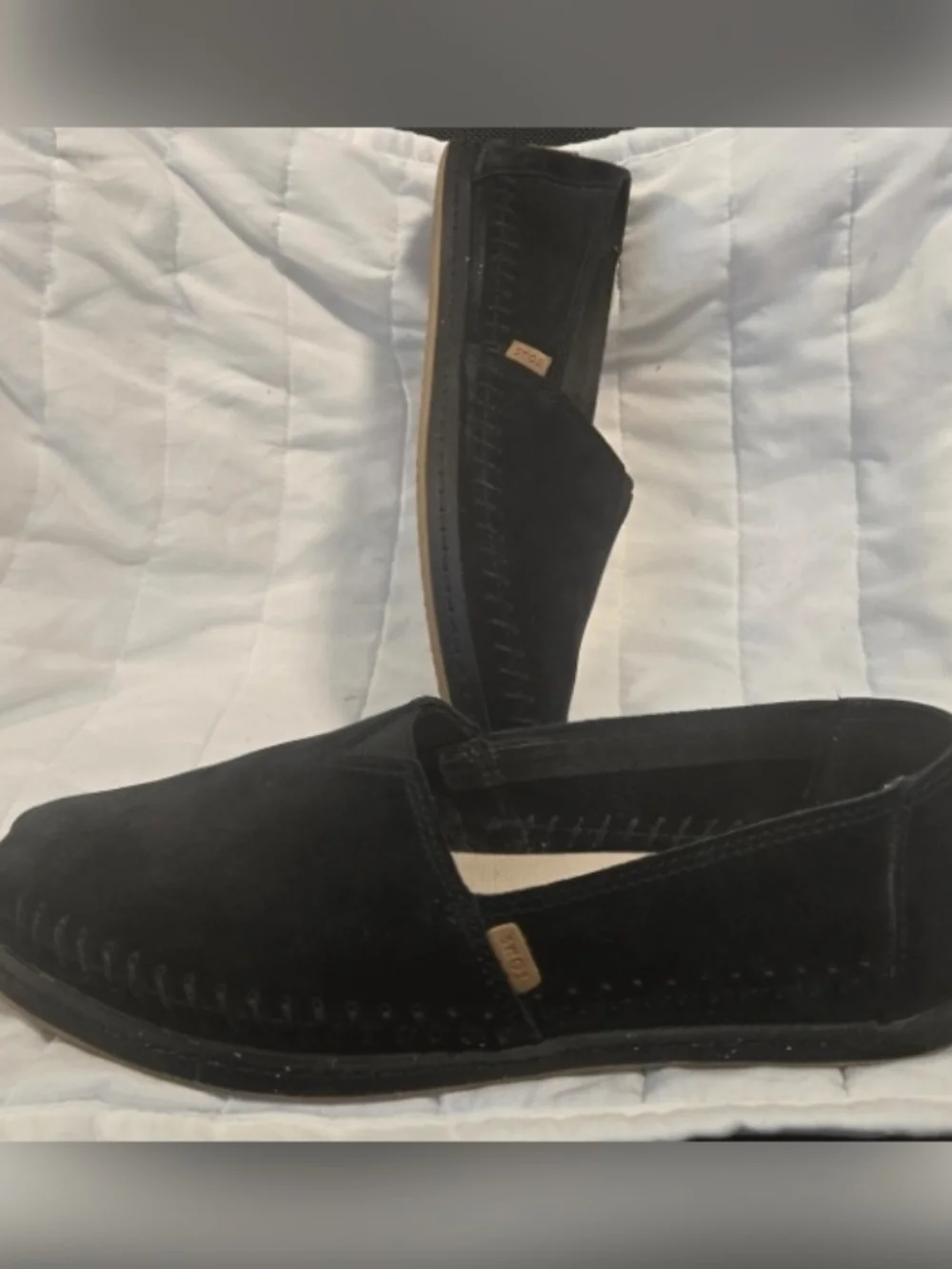 Toms Womens Black Suede Slip-On Loafers 8.5